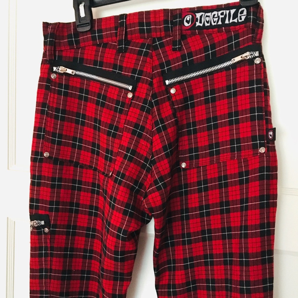 Vintage dogpile plaid goth/ punk zippered pants